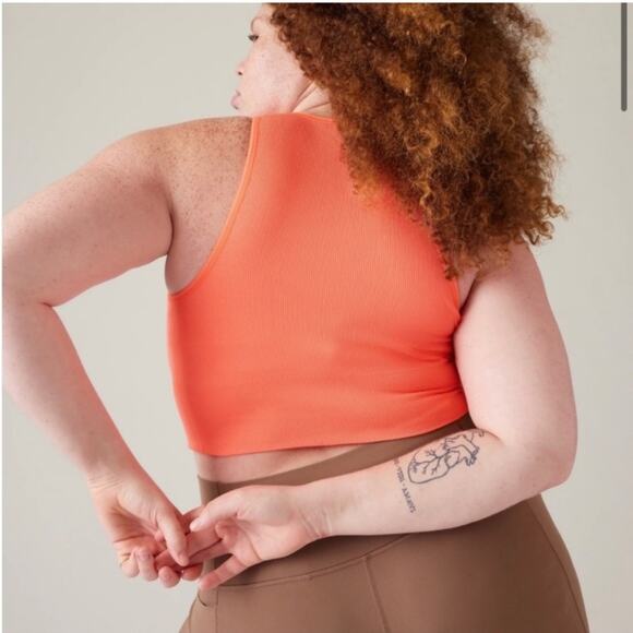 Athleta Aurora Seamless Crop Ribbed Tank Coral Pink Size 1X - Picture 5 of 10